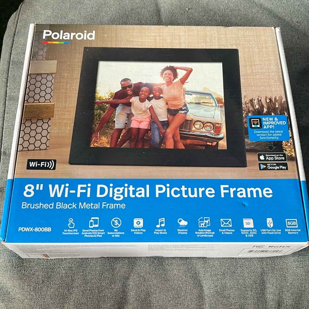 Polaroid 8'' Wi-Fi Digital Photo Frame - Metal Black New/Sealed